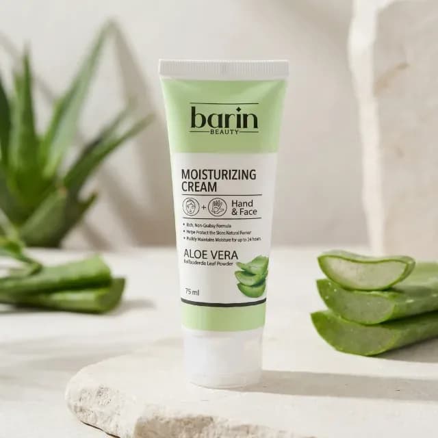 کرم مرطوب‌کننده دست و صورت آلوئه‌ورا بارین بیوتی (Barin Beauty) – حجم ۷۵ میلی‌لیتر